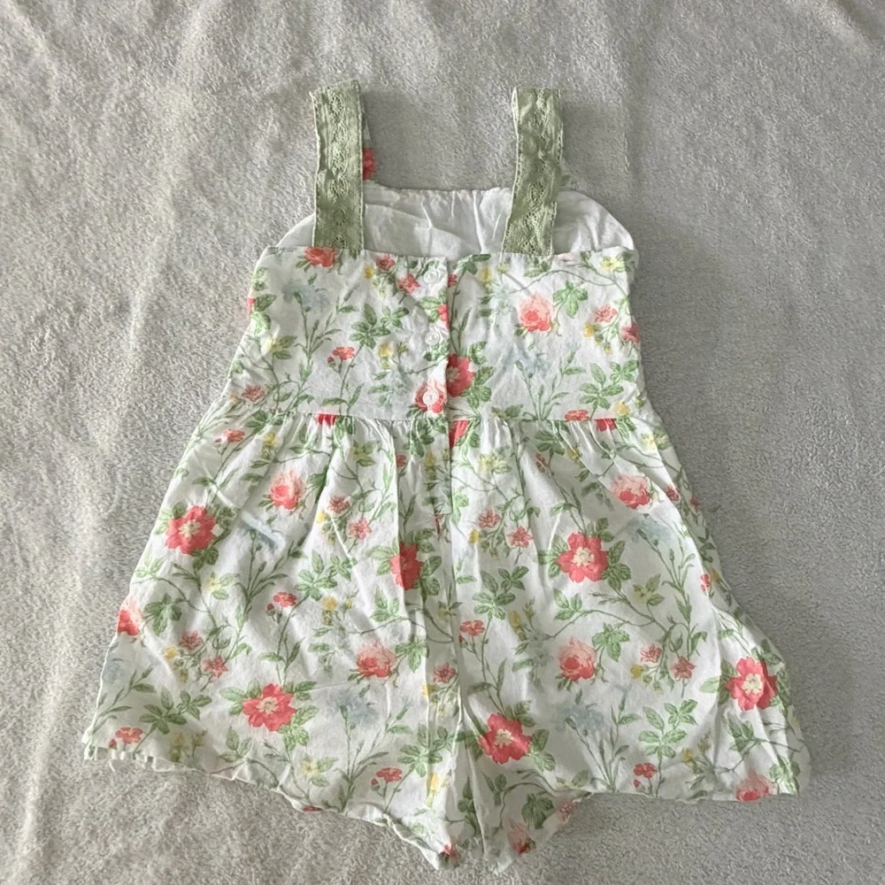 Janie and Jack | Floral Lace Trim Romper | Size 5